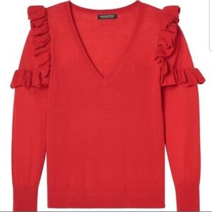Banana Republic Scarlet V-Neck Sweater with Ruffle Accents